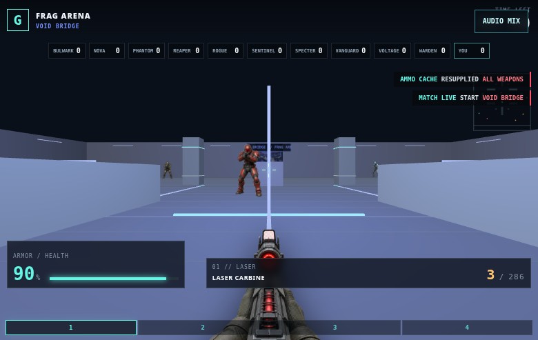 GNS Frag Arena bot deathmatch gameplay